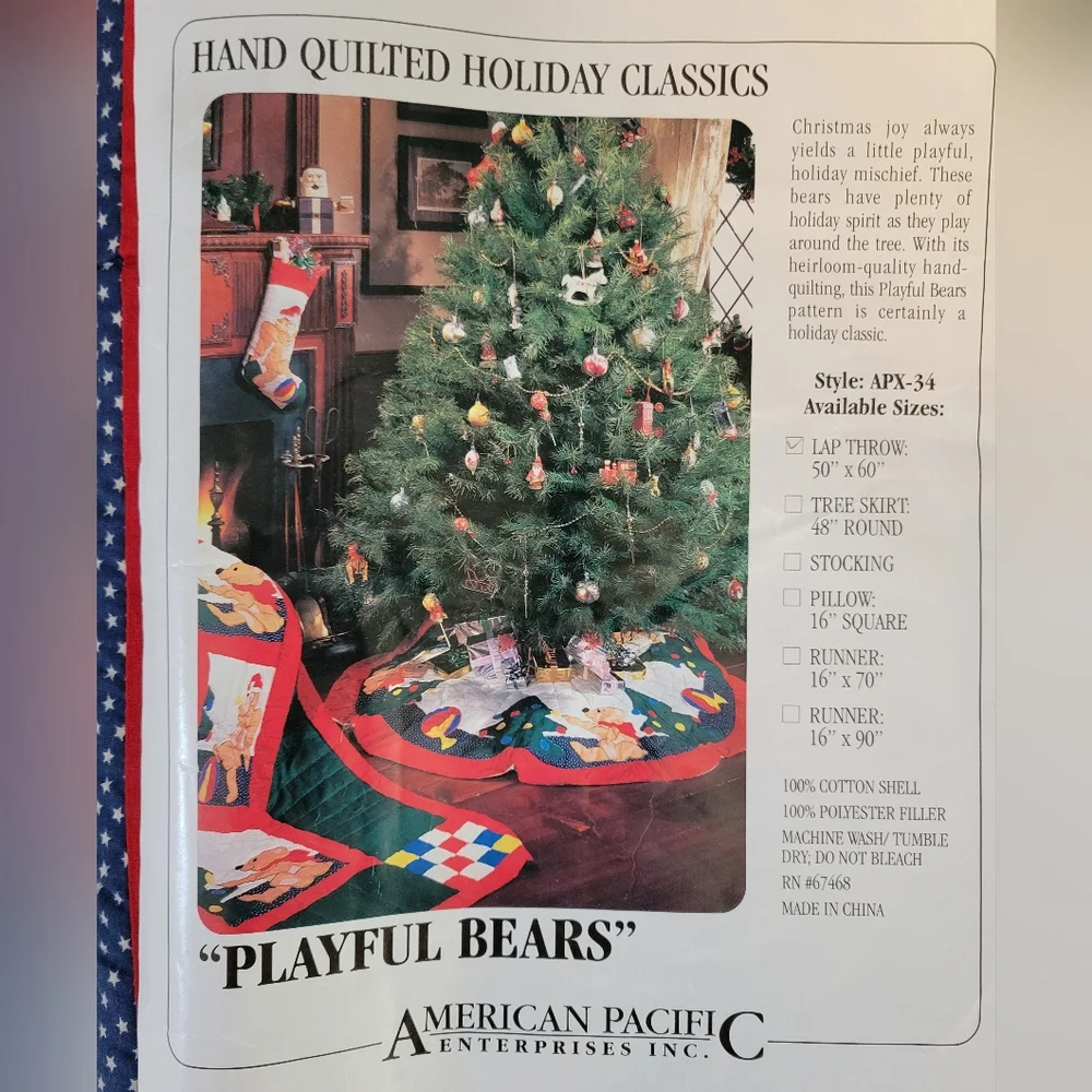 Holiday quilted throw, new/unused, 50